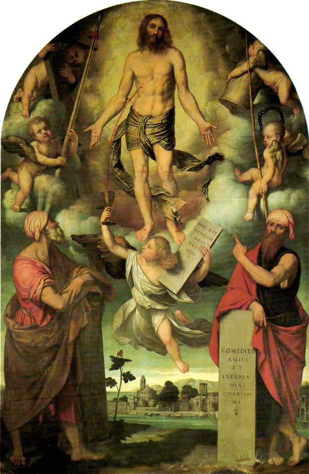 Cristo in passione con Mosè e Salomone