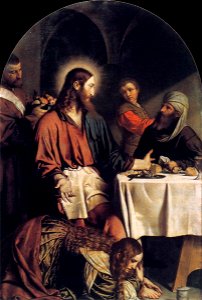 Moretto da Brescia - Supper in the House of Simon Pharisee - WGA16229. Free illustration for personal and commercial use.