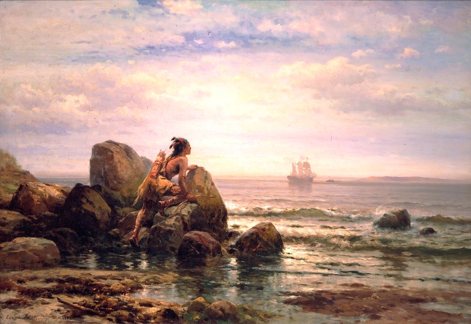 Edward Moran - Henrik Hudson entering New York Harbor, September 11, 1609 - Google Art Project