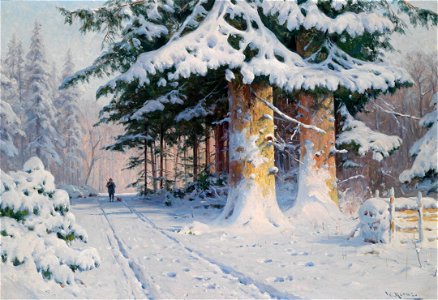 Walter Moras - Jäger im Winterwald