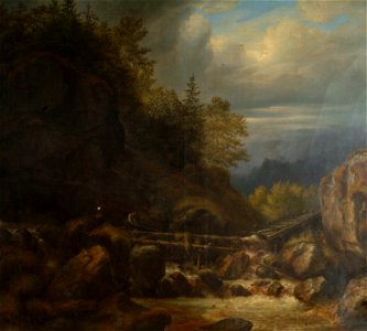 Carl Morgenstern - Alpine Flusslandschaft mit Figurenstaffage (1833)