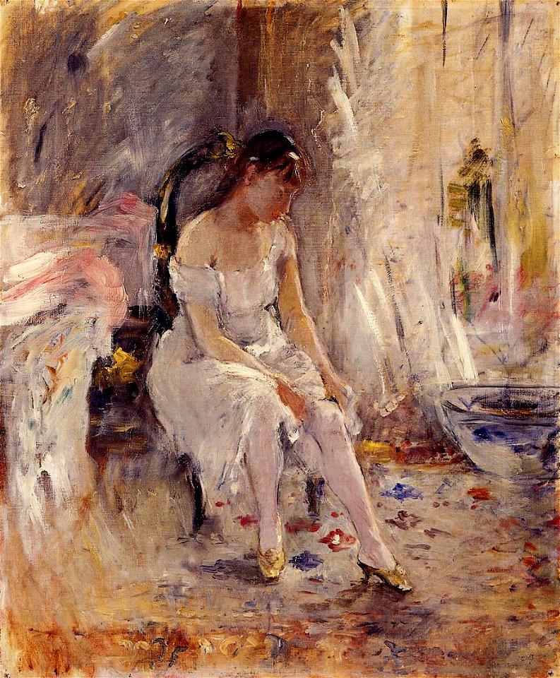 Morisot - young-girl-putting-on-her-stockings