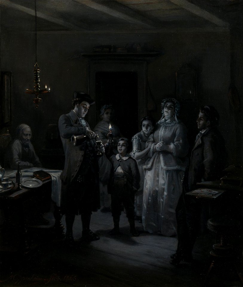 Moritz Daniel Oppenheim - The Conclusion of the Sabbath (Sabbath-Ausgang) - Google Art Project