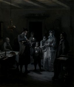 Moritz Daniel Oppenheim - The Conclusion of the Sabbath (Sabbath-Ausgang) - Google Art Project