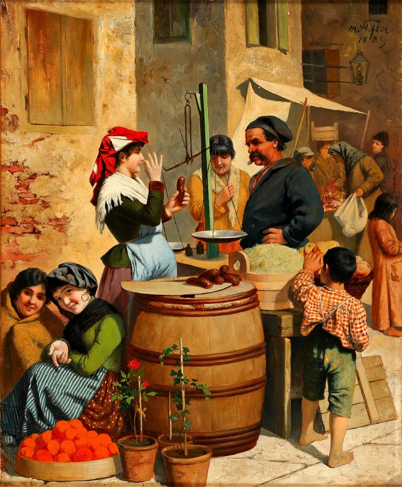 Moritz Stifter Marktszene in Triest 1889