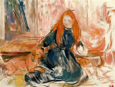 Morisot - FILLETTE JOUANT AVEC UN CHIEN, 1892