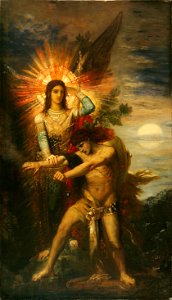 Gustave Moreau - Jacob et l'ange. Free illustration for personal and commercial use.