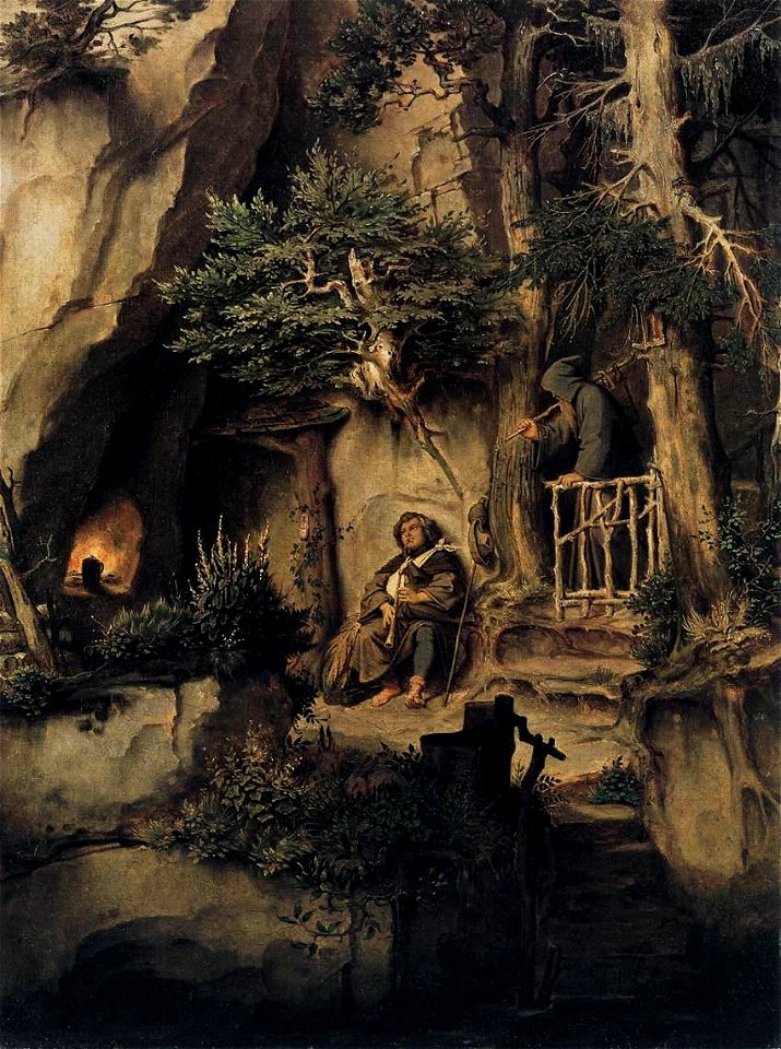 Moritz von Schwind - A Player with a Hermit - WGA21074