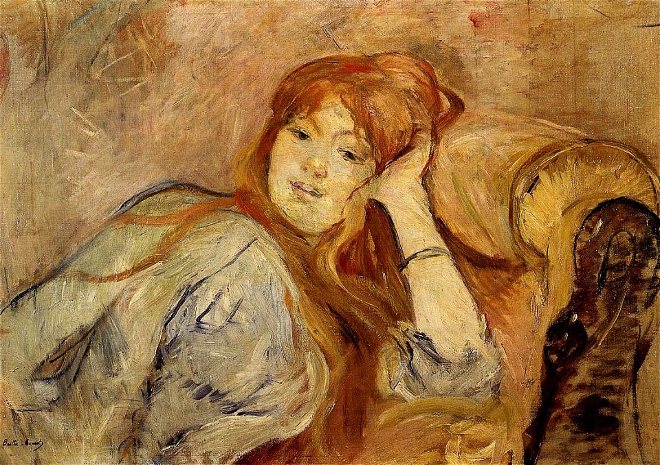 Morisot - young-girl-leaning-on-her-elbow-1887