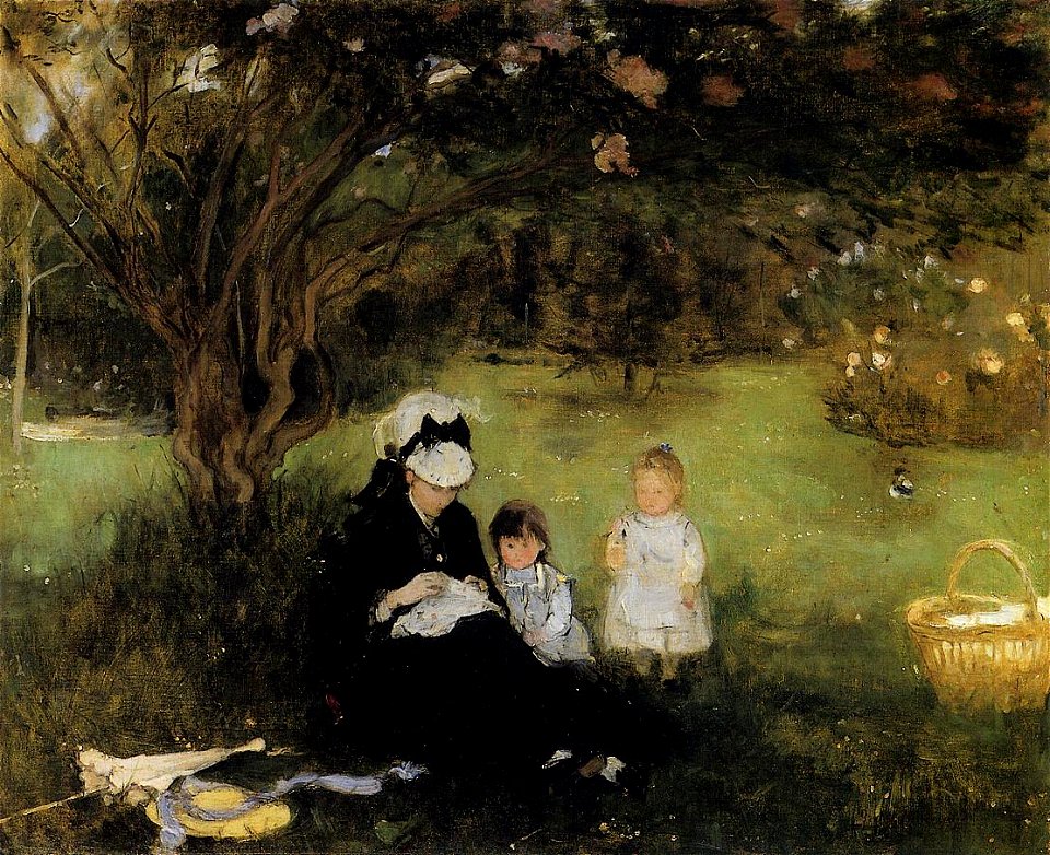 Morisot - beneath-the-lilac-at-maurecourt-1874