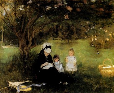 Morisot - beneath-the-lilac-at-maurecourt-1874