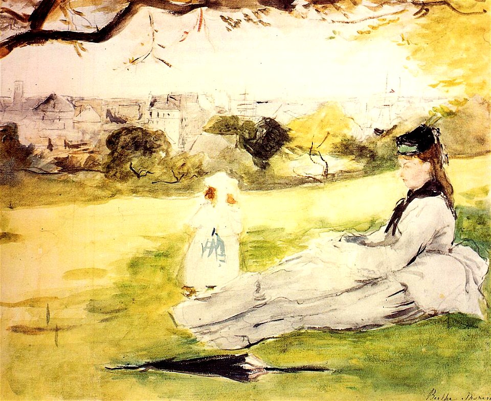 Morisot - woman-and-child-seated-in-a-meadow