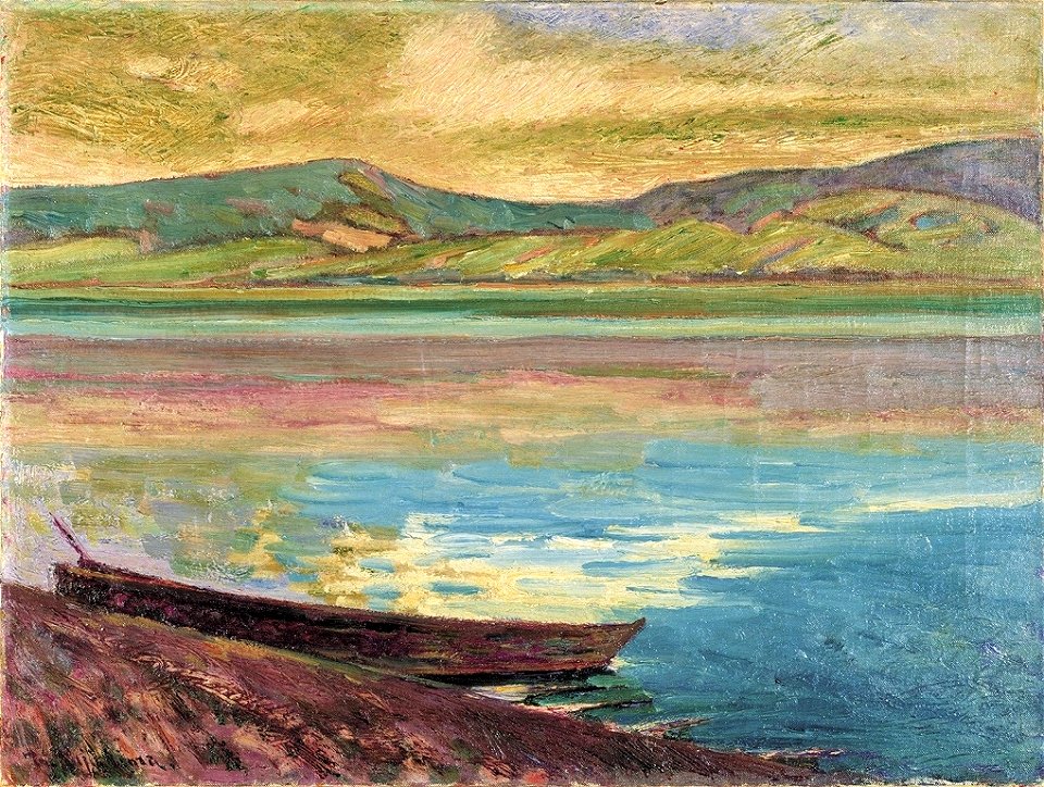 Morning Beside Lake Yamanaka by Fujishima Takeji (Fukuoka Prefectural Museum of Art)