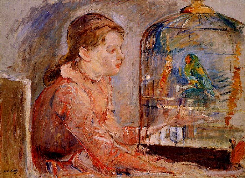 Morisot - young-girl-and-the-budgie