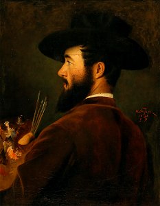Moritz Stifter Selbstbildnis mit Malerpalette 1892
