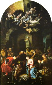 Adorazione dei pastori con i santi Nazaro e Celso. Free illustration for personal and commercial use.