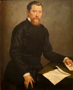 'Portrait of a Man', oil on canvas painting by Giovanni Battista Moroni, 1553, Honolulu Academy of Arts. Free illustration for personal and commercial use.