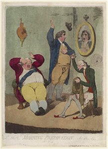 Morning preparation' (Frederick North, 2nd Earl of Guilford; Charles James Fox; Edmund Burke) by James Gillray