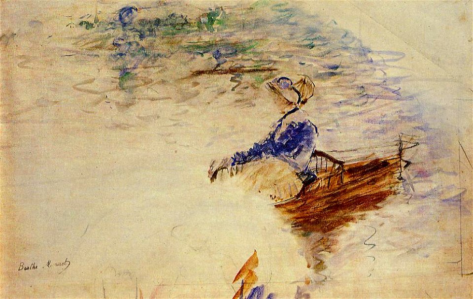 Morisot - young-woman-in-a-rowboat-eventail