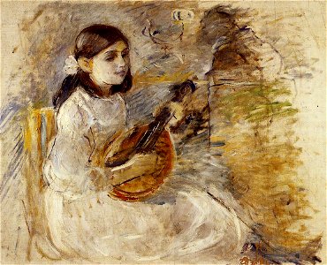 Morisot - girl-playing-the-mandolin