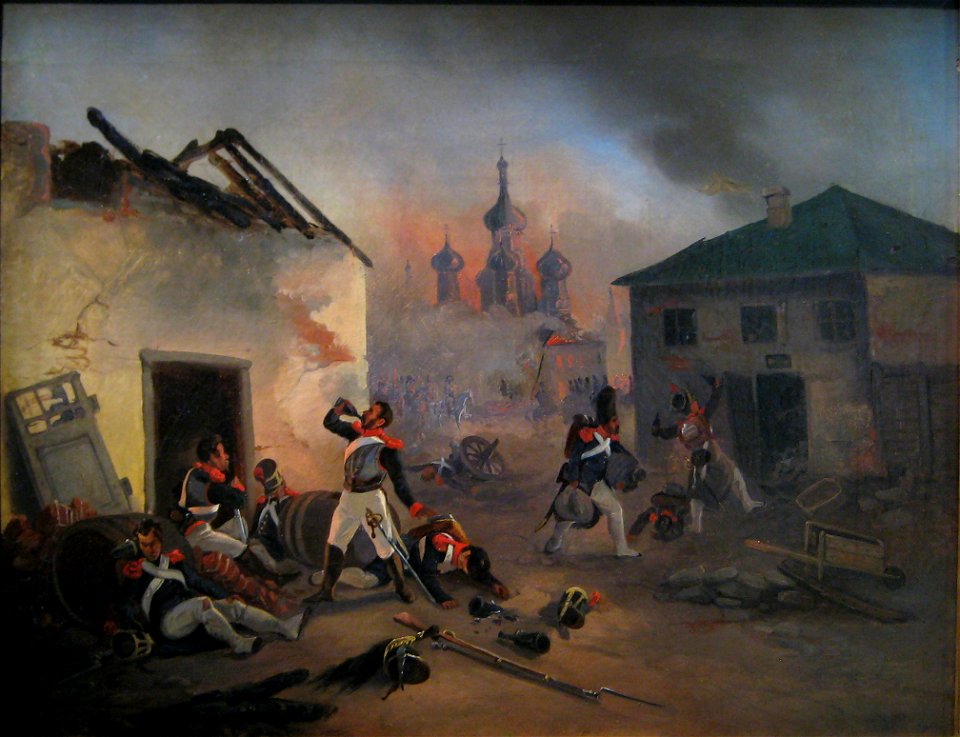 Moscow fire (1812) French soldiers drunking