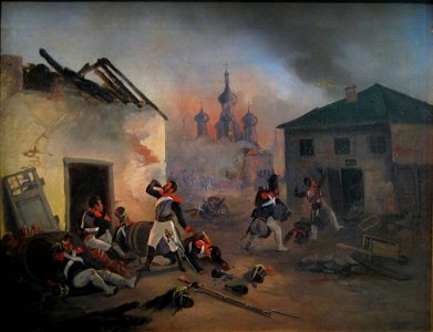 Moscow fire (1812) French soldiers drunking. Free illustration for personal and commercial use.