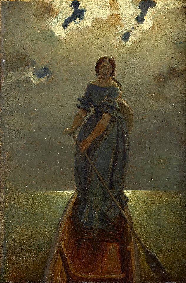 Moritz von Schwind - Die Schifferin (Baronin Marie Spaun am Gmundner See) - 2456 - Österreichische Galerie Belvedere