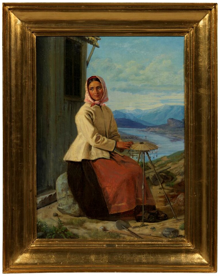 Moritz Unna - Woman with Handwork outside a Fisherman’s Hut - NM 7459 - Nationalmuseum