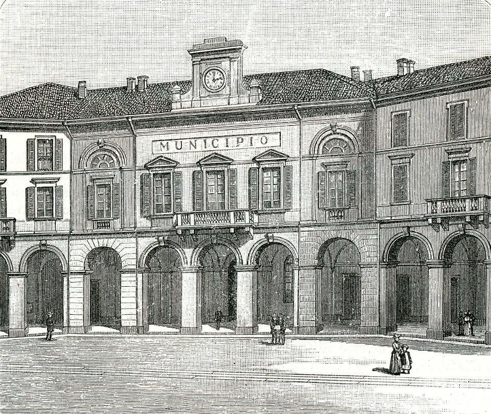 Mortara palazzo municipale xilografia