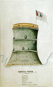 Mortella Tower. Corsica (elevation). First illustration in Plan of Mortella Tower, St Fiorenzo Bay. Corsica, 1794 RMG PU1621