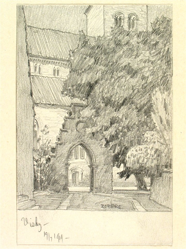 Motiv från Visby. Teckning av Ferdinand Boberg - Nordiska museet - NMA.0089594