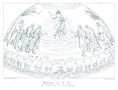 Mosaïque du VIe Sie de l'Eglise des Come & Damien - Godard - Faultrier Victor - 1857. Free illustration for personal and commercial use.
