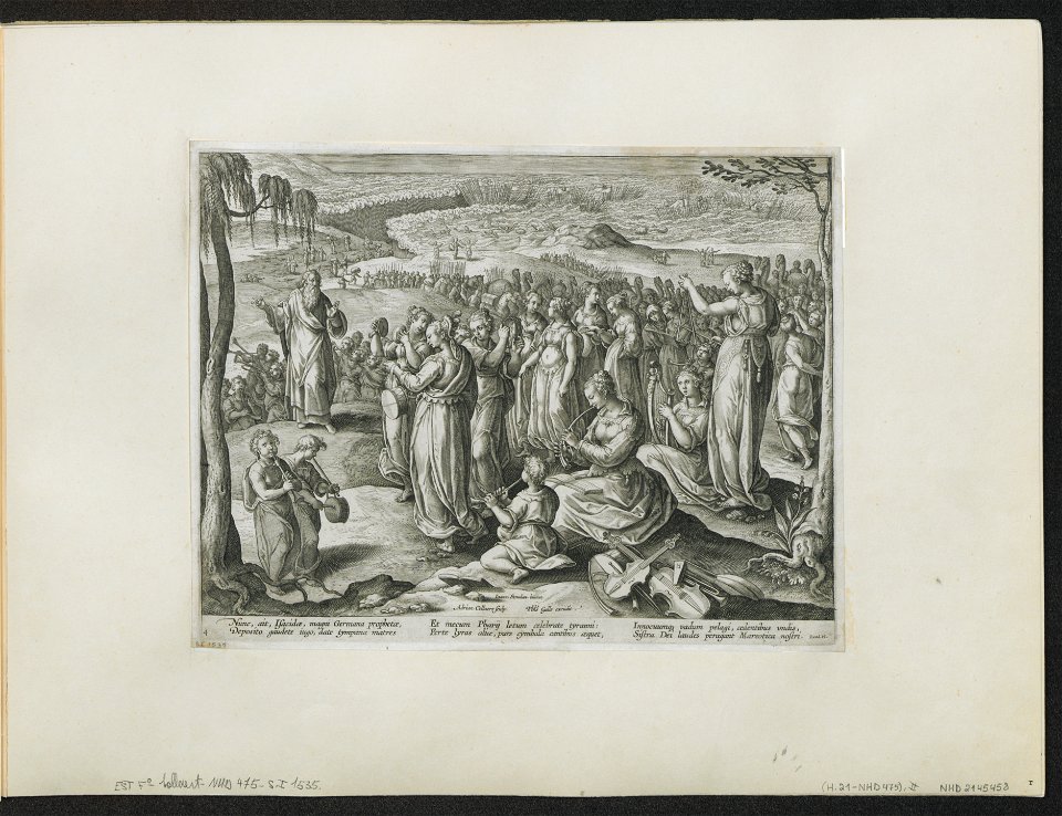 Mose's song at the Red Sea ca.1589 print by Stradanus, S.I 1535, Prints Department, Royal Library of Belgium