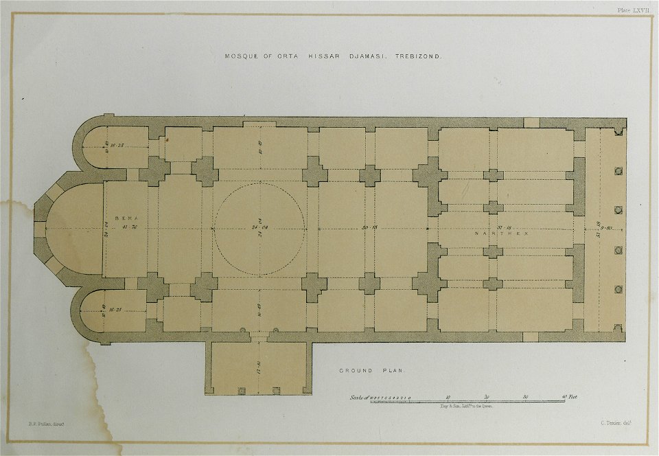 Mosque of Orta Hissar Djamasi Trebizond Ground plan - Texier Charles - 1864