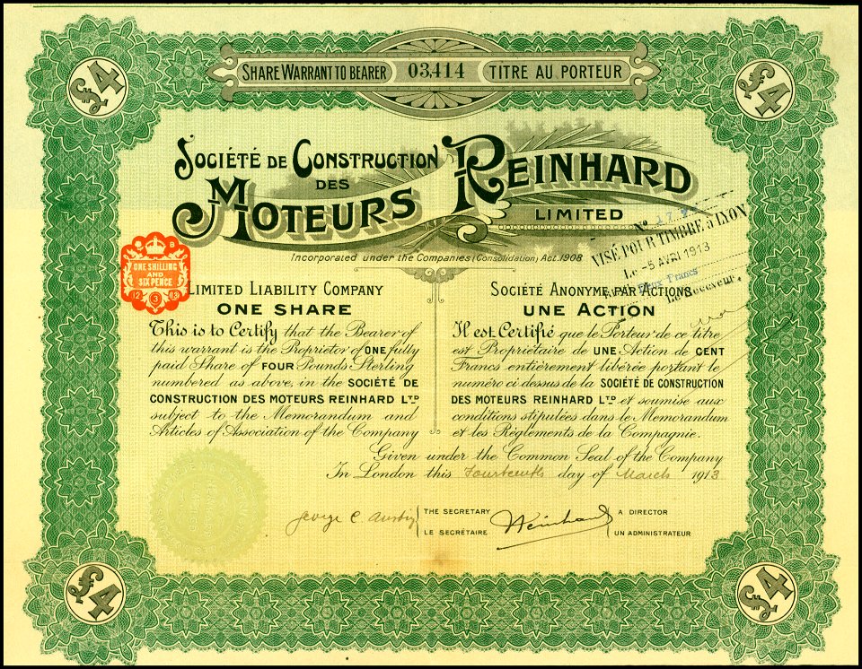 Moteurs Reinhard 1913