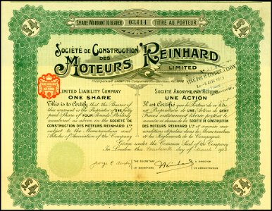 Moteurs Reinhard 1913
