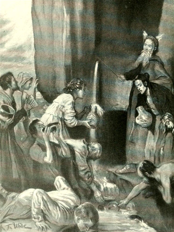 Moses schlägt Wasser aus dem Felsen