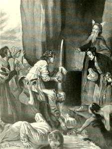 Moses schlägt Wasser aus dem Felsen