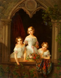 Morten Thrane Brünnich Drei Mädchen im gotischen Fenster 1843