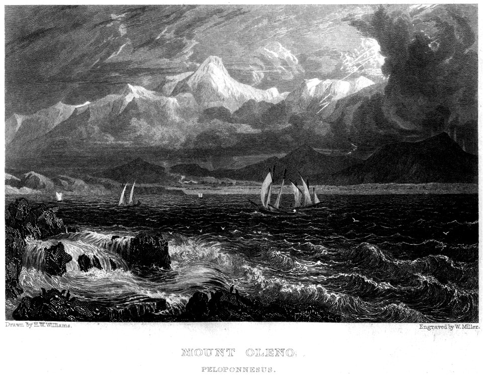 Mount Oleno, Peloponnesus engraving by William Miller after H W Williams
