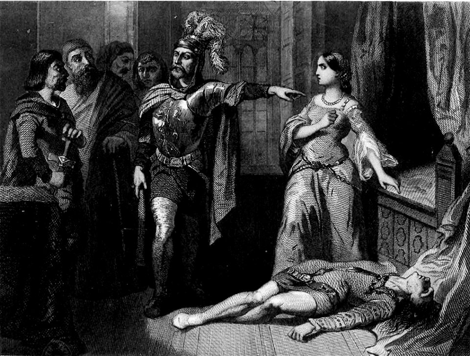 Mort de Lother - De quelle manière se fondent les dynasties (illustration for Les Mysteres du peuple by Eugene Sue) (cropped)