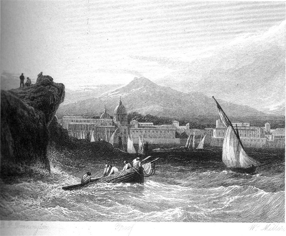 Mount Aetna engraving by William Miller after R P Bonington 