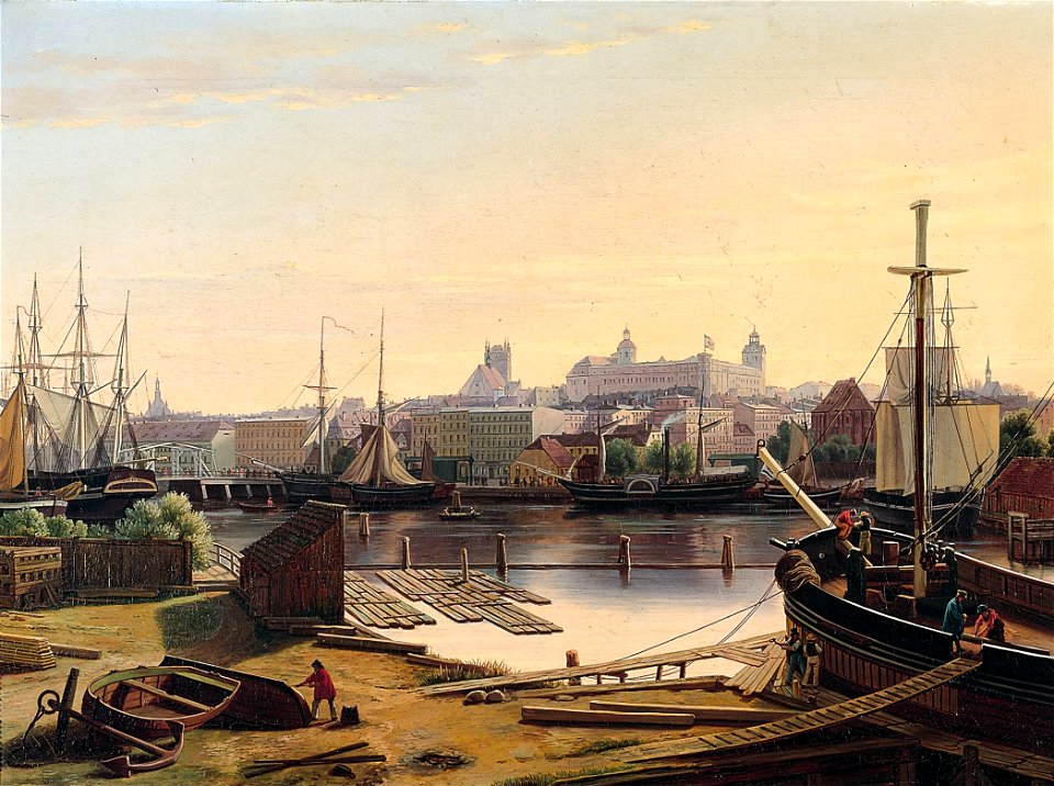 Ludwig August Most - Blick auf Stettin von der Schiffbaulastadie (1857)
