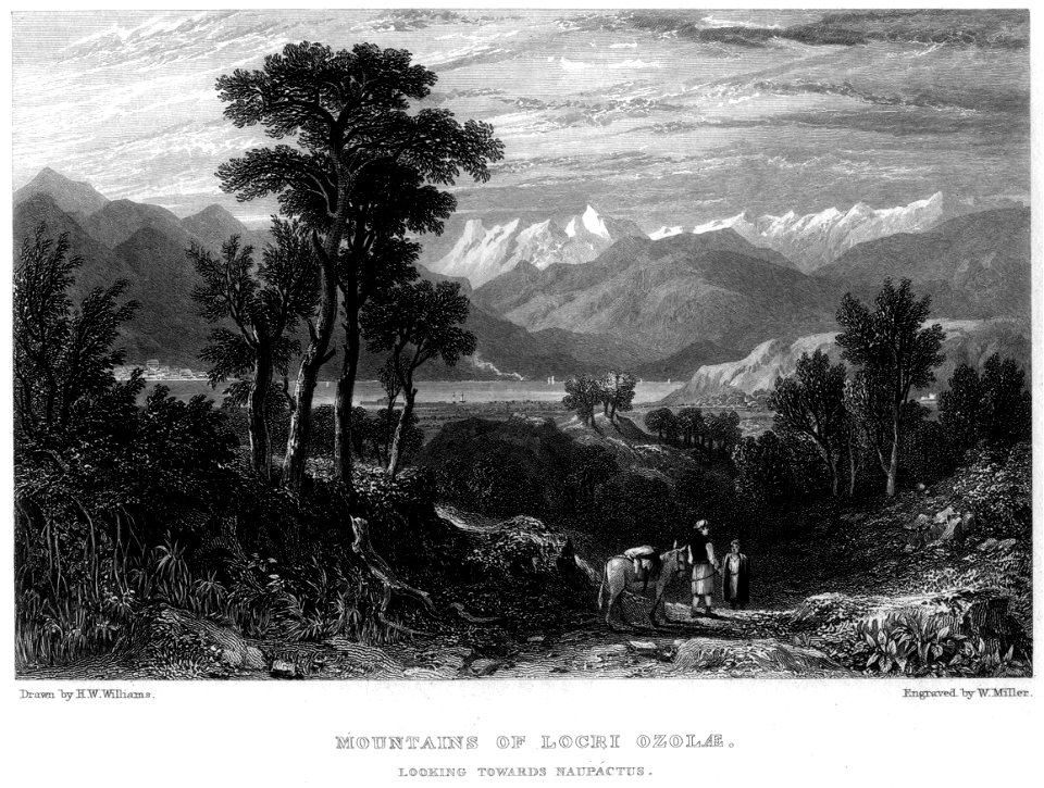 Mountains of Locri Ozolae, looking towards Naupactus engraving by William Miller after H W Williams