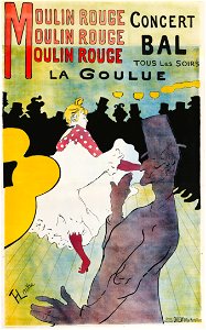 Moulin Rouge – La Goulue, by Henri de Toulouse-Lautrec. Free illustration for personal and commercial use.