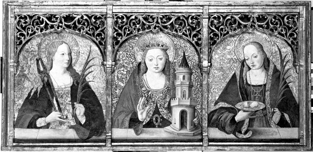 Master Alejo (Alejo Andía^) - Saints Apollonia, Barbara, and Agatha - 1954.307 - Art Institute of Chicago