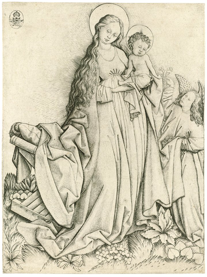 Master E.S. - Madonna with Angel Giving Roses - Google Art Project