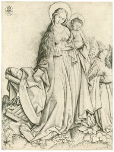 Master E.S. - Madonna with Angel Giving Roses - Google Art Project