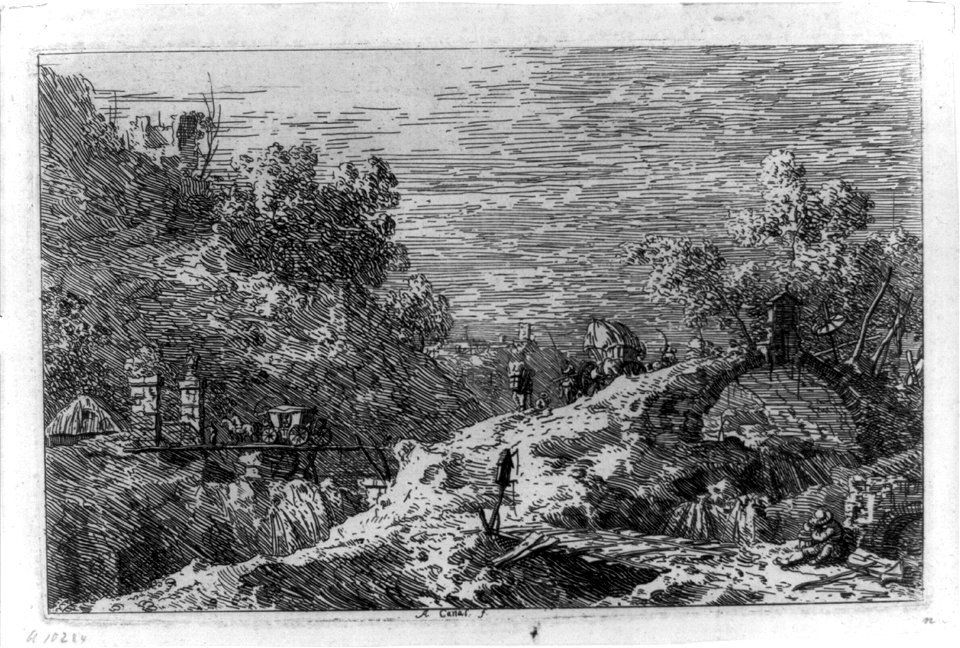 Mountain landscape with three bridges LCCN97515551