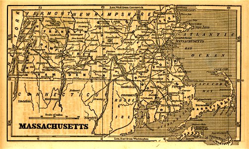 Massachusetts map, 1855, taken from an unknown geography book